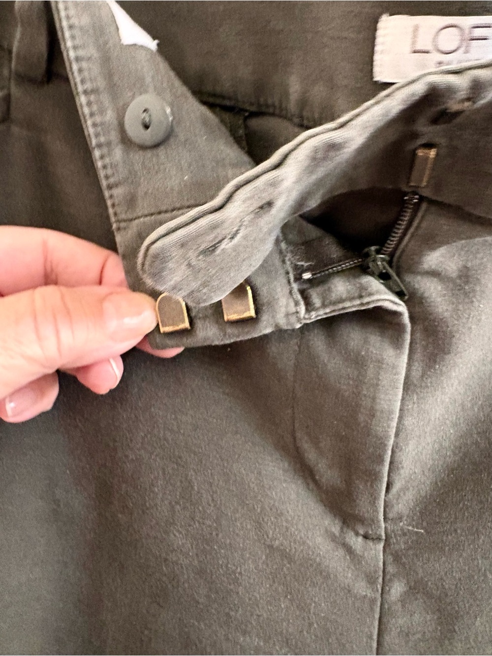 LOFT Beautiful Stretch Cotton Twill Olive Trousers - Picture 3 of 5
